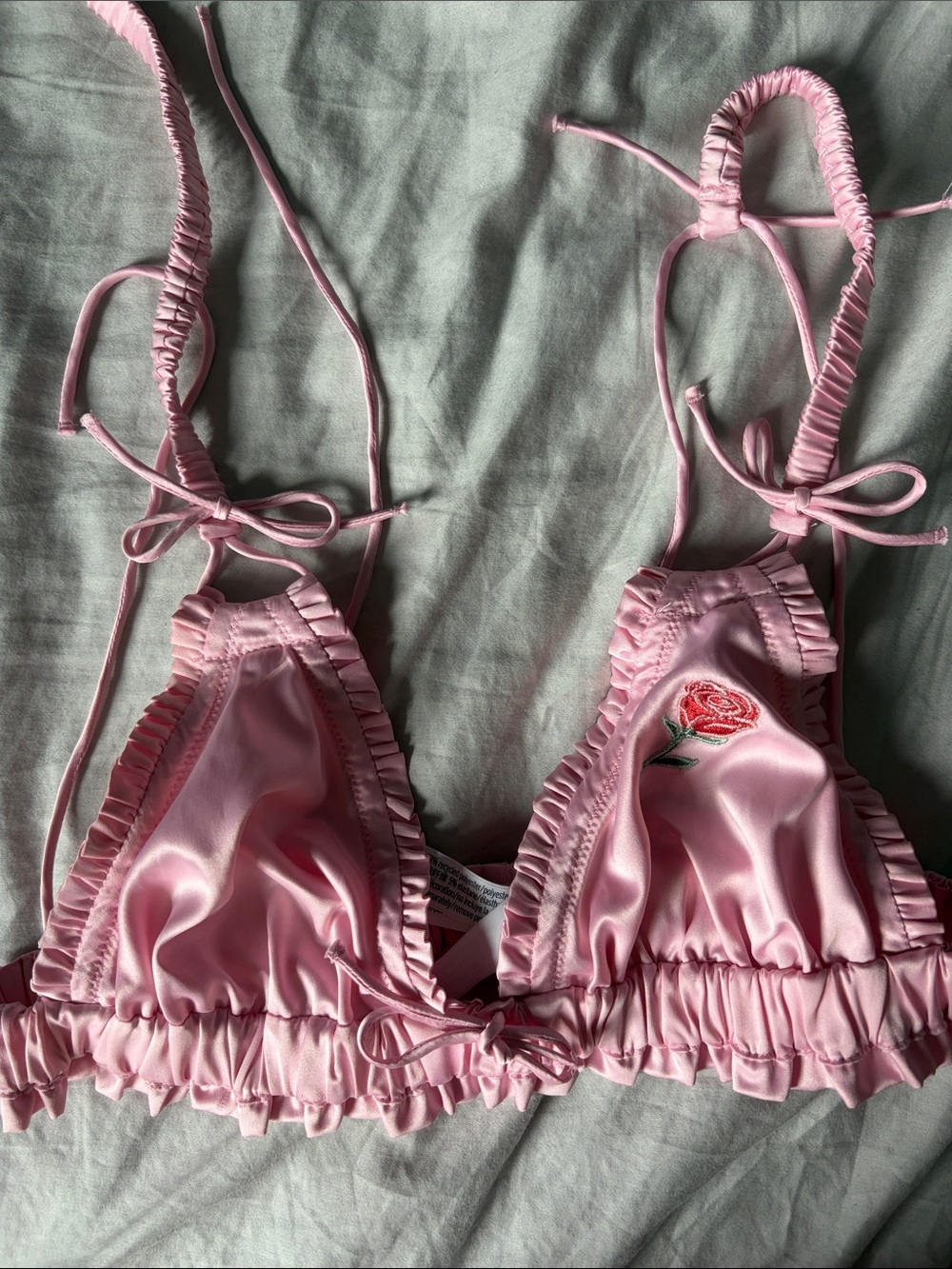 For Love & Lemons Pink Satin Bralette